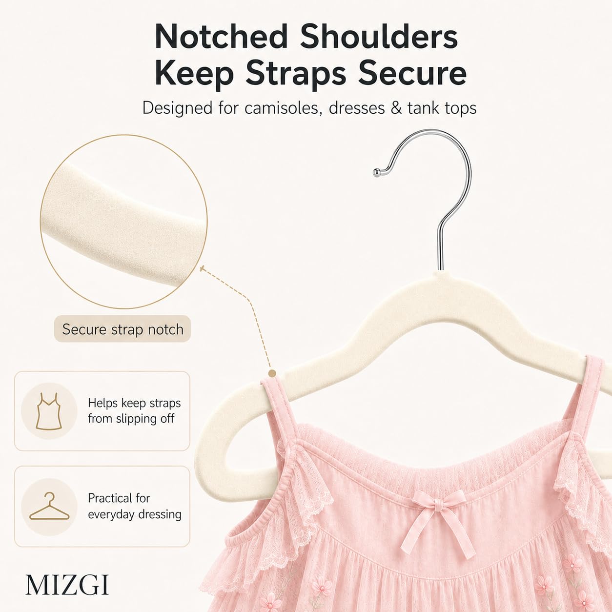 MIZGI Baby Velvet Hangers,Non-Slip Kids & Toddler Hangers,11.8 Inch Hangers for Baby Clothes,Pack of 50(Black/Black)
