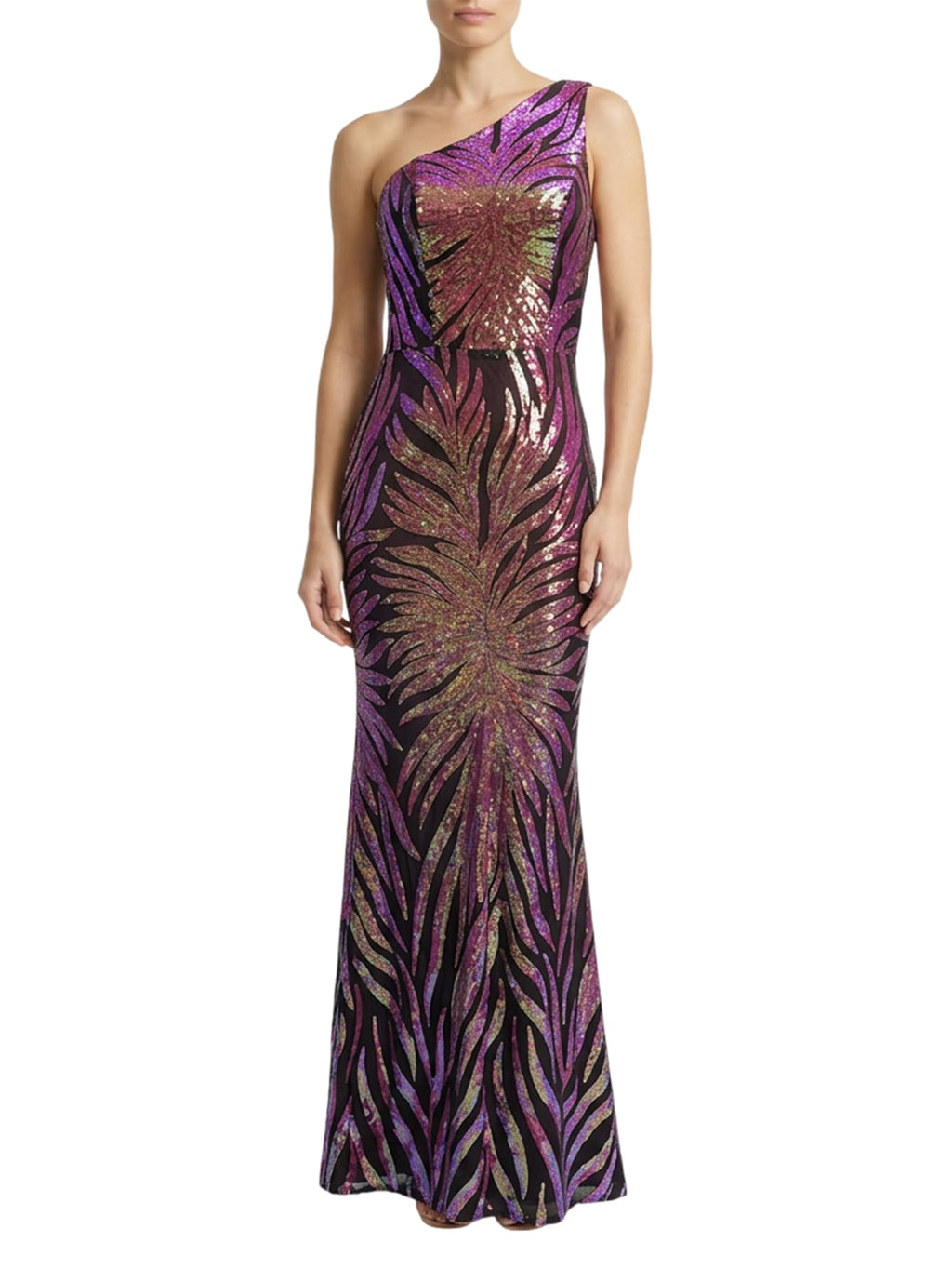 Giffniseti Women's One Shoulder Holographic Sequin Dresses Evening Gown Formal Prom Maxi Dress
