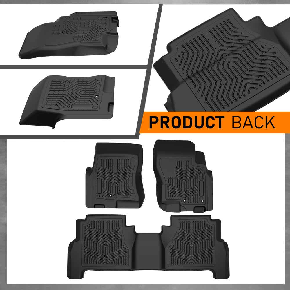 G-PLUS Floor Mats Fit for Toyota 4Runner 2013-2024/Fit Lexus GX460 2014-2023/Not Fit Vehicles with Vinyl Flooring, TPE Black,1st & 2nd Row 3pcs Mats