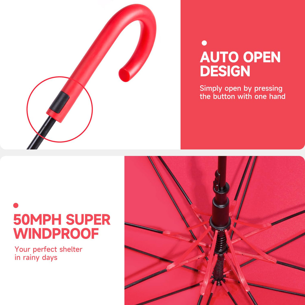 RUMBRELLA UV Stick Umbrella Auto Open UPF 50+ with J Hook Handle 51IN