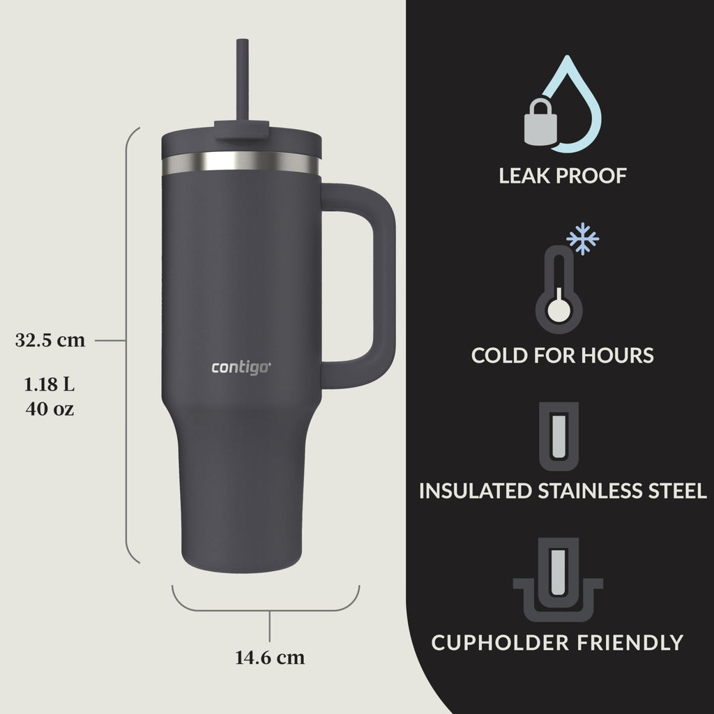 Contigo Streeterville 30oz Tumbler, Stainless Steel Vacuum Insulated, Leak-Proof, Cold for 29 Hours, Fits in cupholders, Licorice