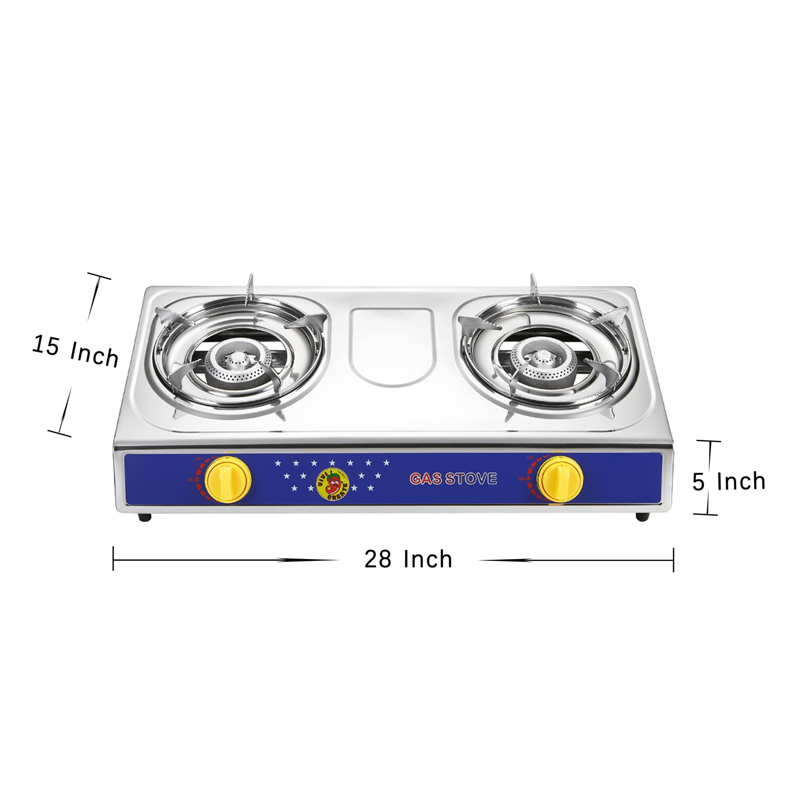 Vivicreate 3 Burner Propane Gas Stove 30000 BTU Stainless Steel Cooktop with Enamel Pan Supports Electronic Ignition for Outdoor Cooking Camping BBQ Estufa de Gas Portátil Fogón de Gas