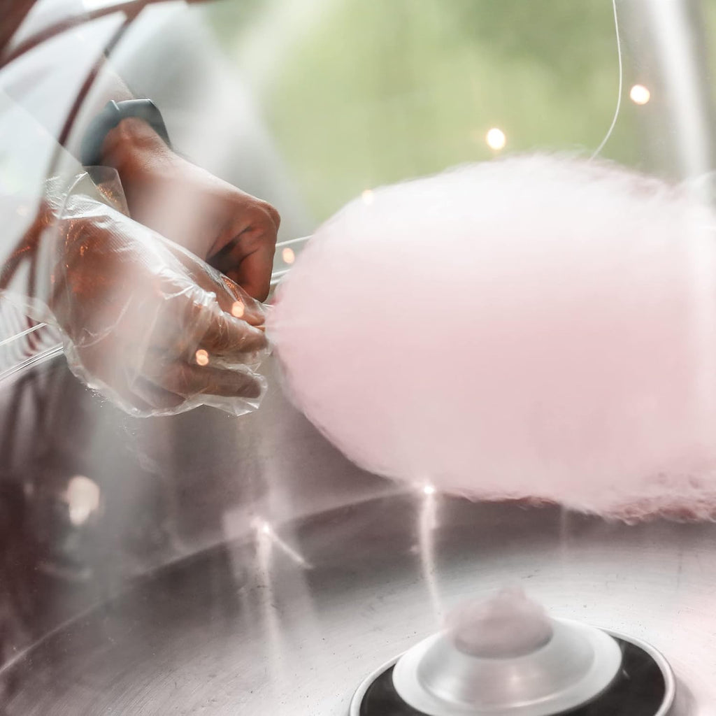 Olde Midway Cotton Candy Machine Cart with Bubble Shield, SPIN-2000 Electric Candy Floss Maker, Commercial-Grade