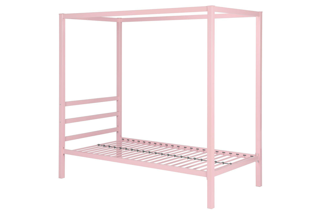 DHP King Metal Canopy Bed, Modern Design with Built-In Headboard, Sturdy Frame, No Box Spring Needed, Gunmetal Gray