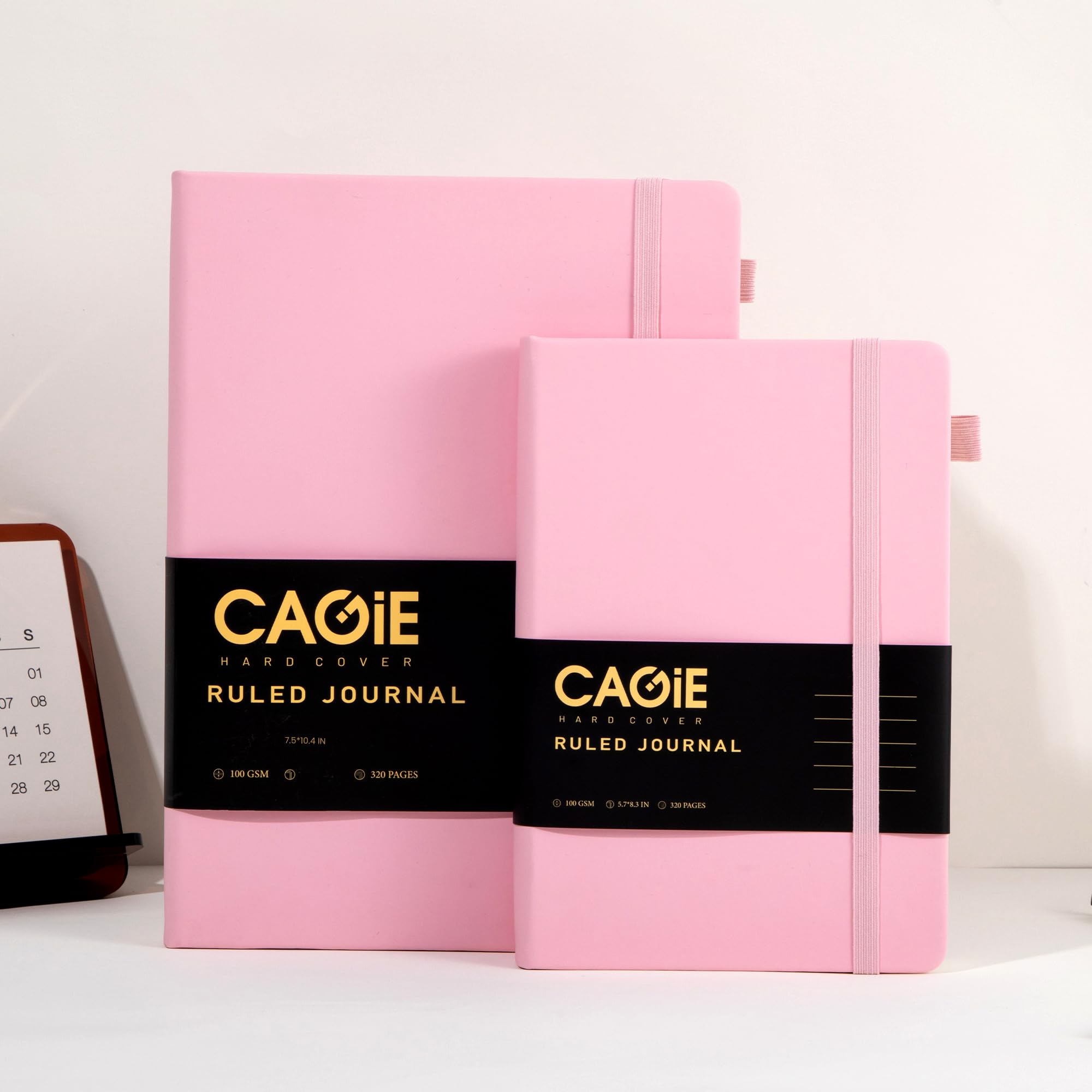 CAGIE Bullet Dotted Journal Notebook 320 Pages 100 GSM Paper Hardcover A5 Dot Grid Notebook Leather Journals for Writing Women Men Work Journaling, Black