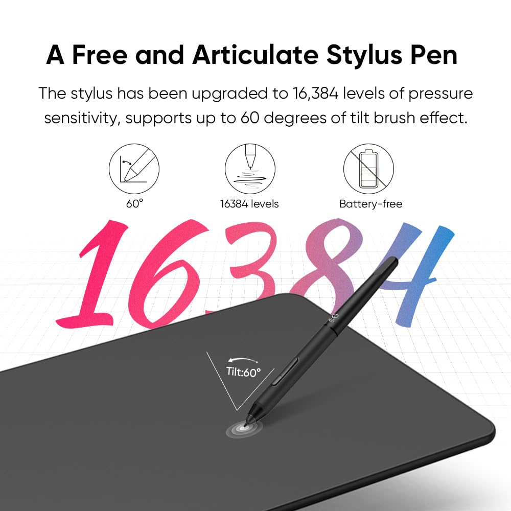 XPPen Updated Deco 01 V3 Drawing Tablet, 16384 Pressure Sensitivity, 8 Custom Shortcuts, 220 Report Rate for OSU Drawing Pad, Remote Teaching & Animation, Compatible with Android, Windows, macOS