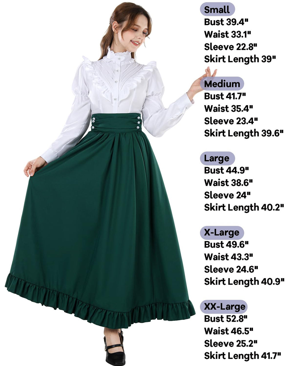 Victorian Dress for Women 2-Pieces 1800s Edwardian Dress Ball Gown Renaissance Costume