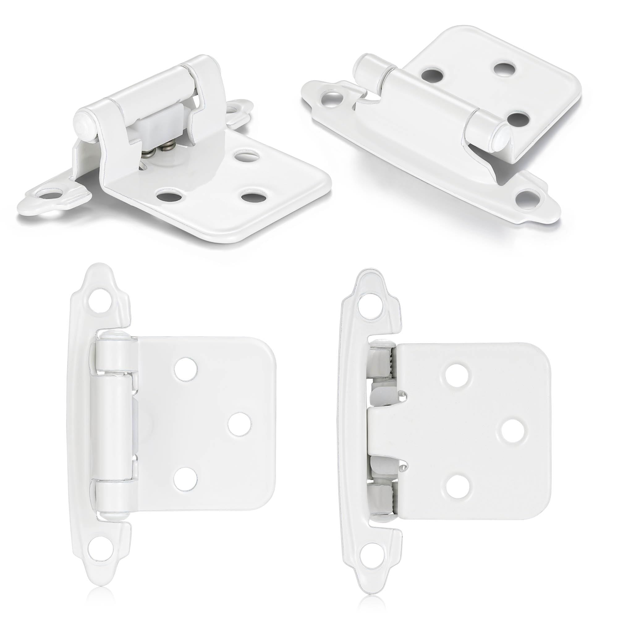 4 Pack (2 Pairs) Antique Brass Self Closing Cabinet Hinges for Kitchen Cabinet Door, 1/2" Overlay (Variable) Semi Concealed Kitchen Cabinet Hinges