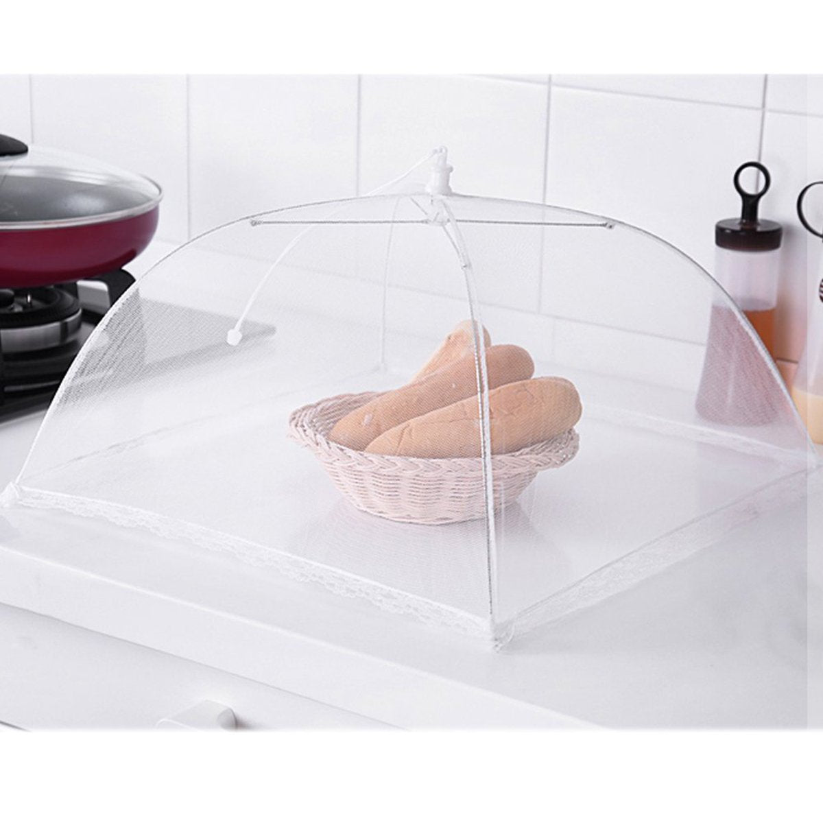 Simply Genius Mesh Food Covers - 12-Pack, 17in x 17in, White - Outdoor Kitchen & Picnic Accessories - Hosting Essentials for Glamping & Tailgating