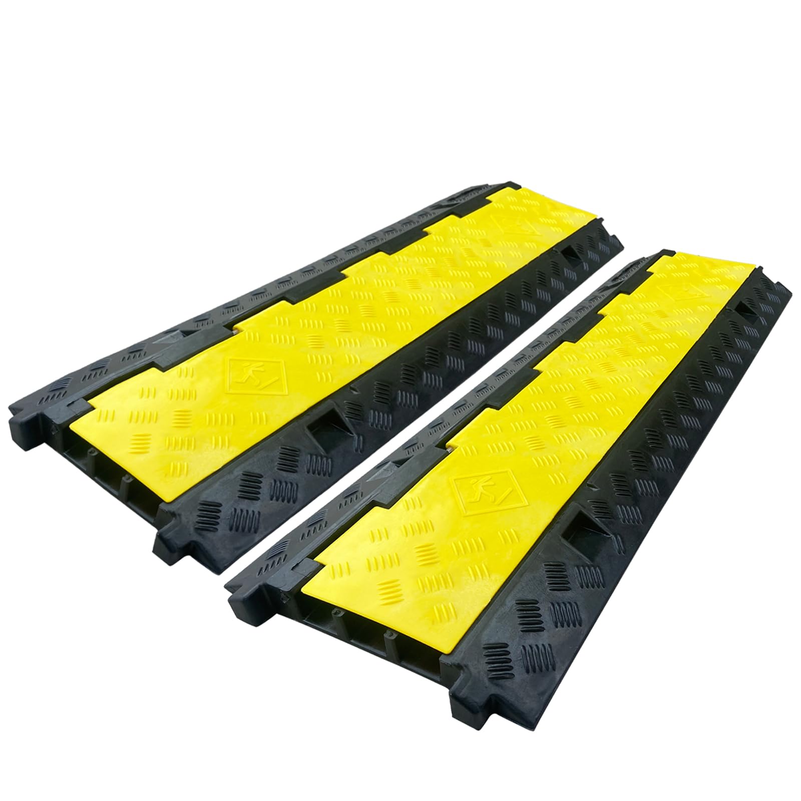4 Pack Rubber Cable Ramp Hose Cable Protector Ramp 1 Channel 11000Lbs Load Capacity Traffic Speed Bump Wires Power Lines Extension Cord Cover for Indoor Outdoor
