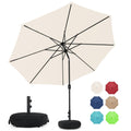 Sundale Outdoor 9FT Patio Umbrella with Sand Bag Umbrella Base, Outdoor Umbrella with Tilt and Crank, Beige