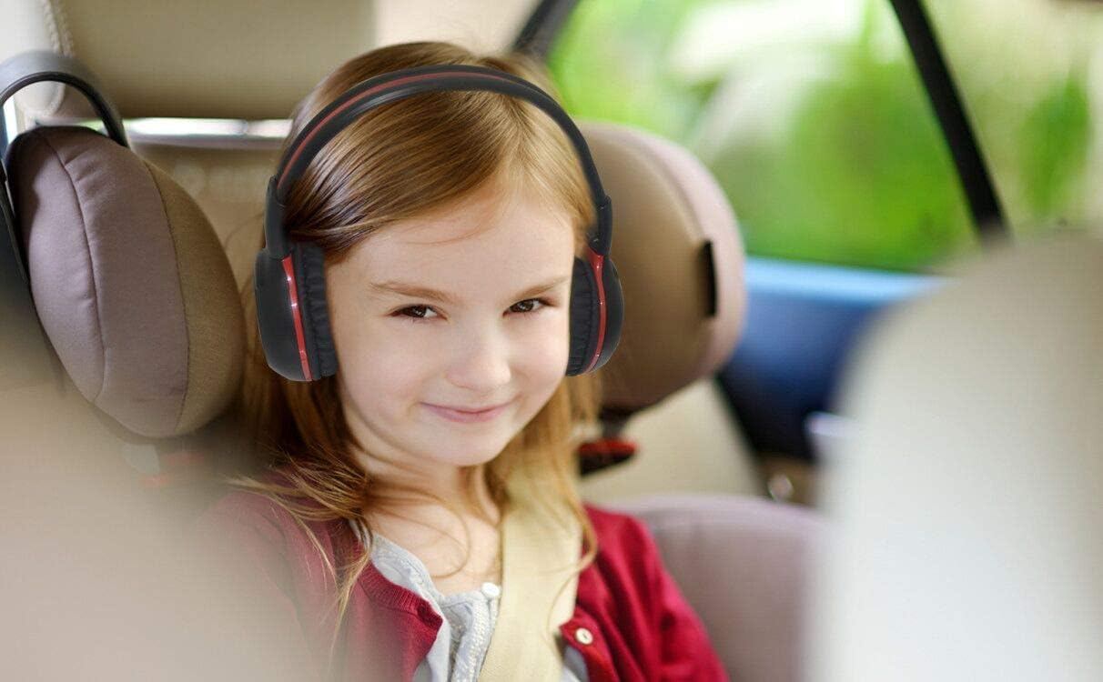 SIMOLIO 2 Pack of Wireless Car Headphones, 2 Channel IR Wireless Headphones for Kids, Not Bluetooth, in Car DVD Headsets with Storage Bag for Vehicle Universal Rear Entertainment System