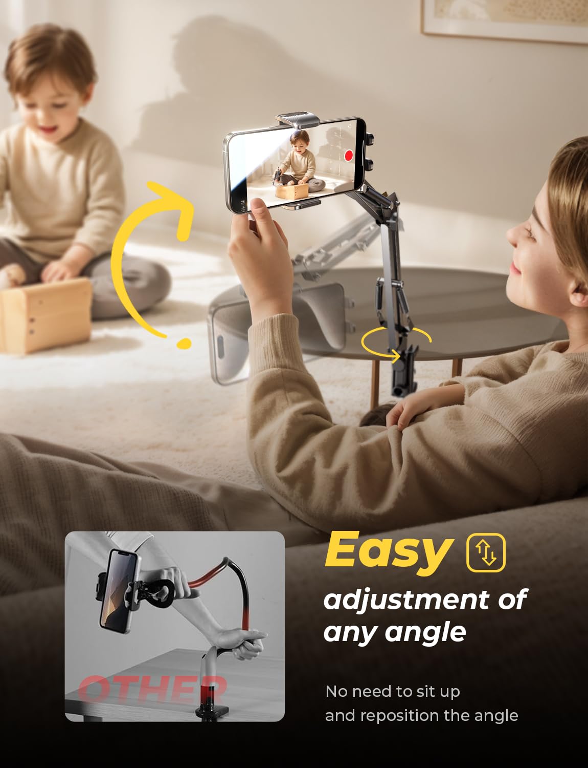 LISEN Gooseneck Phone Holder for Bed Desk [3rd Upgrade] Cell Phone Stand for Desk Bed Gaming Accessories,Gifts for Men Mom Senior Tech Mount for Recording Filming Laying Down Flexible Magic Arm Clamp