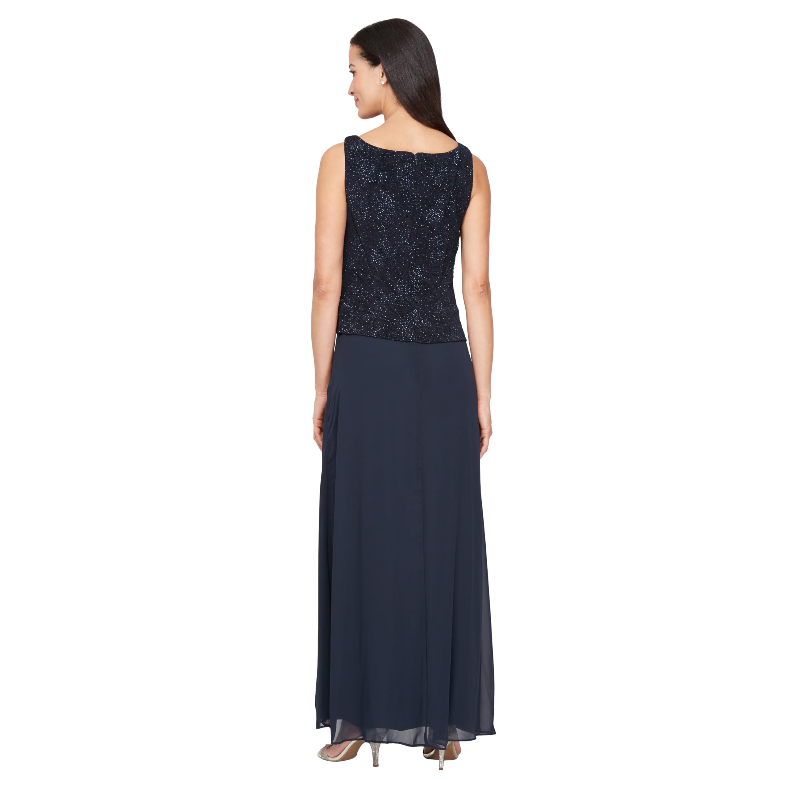 Alex Evenings Womens Long Dress with Mandarin Neckline Jacket