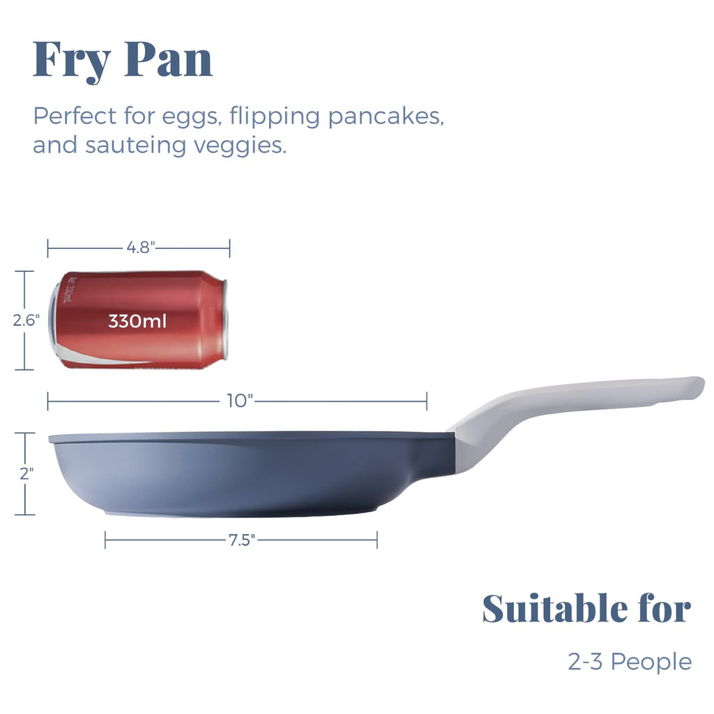 PRICUSIS Nonstick Frying Pan, 8/10/12 Inch Skillet with Stay Cool Handle, Fully Coated, Induction Compatible, 100% Dishwasher Safe, PFOA Free（10 Inch, Black Sesame）
