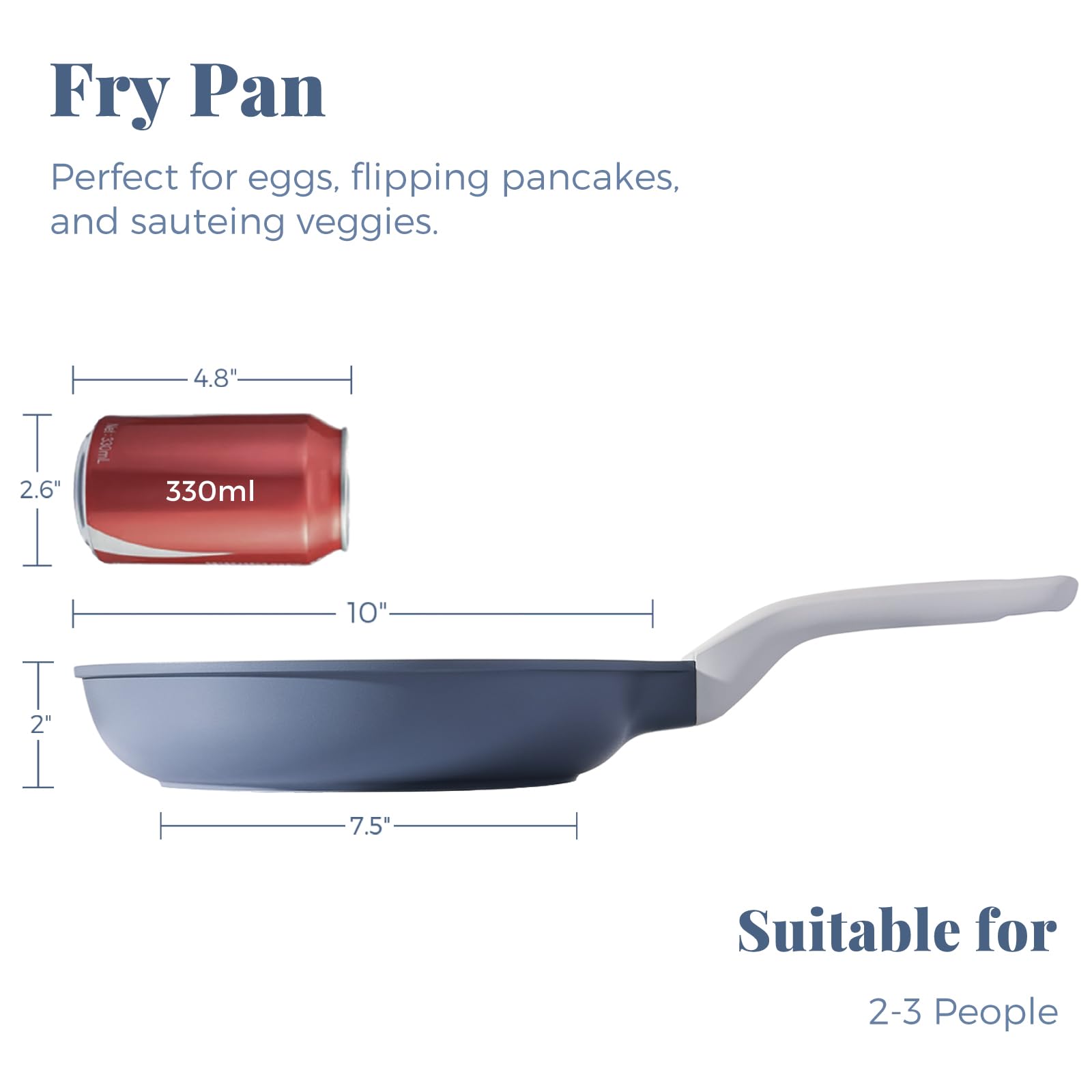 PRICUSIS Nonstick Frying Pan, 8/10/12 Inch Skillet with Stay Cool Handle, Fully Coated, Induction Compatible, 100% Dishwasher Safe, PFOA Free（10 Inch, Black Sesame）