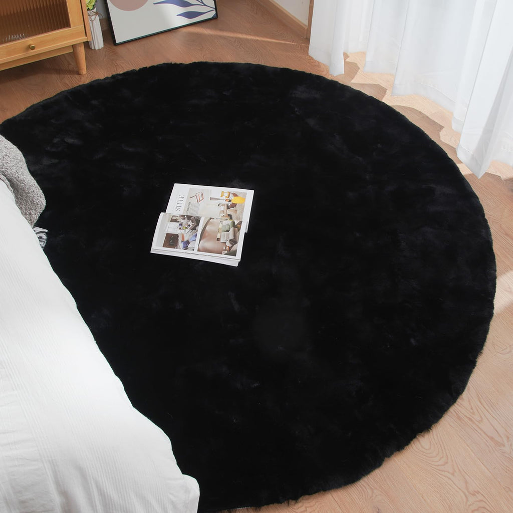 ORINOVA Beige Faux Sheepskin Rabbit Fur Shaggy Rugs for Bedroom Small Shag Washable Fluffy Fur Rug for Living Room Rug 2x3 Nursery Rectange Rugs