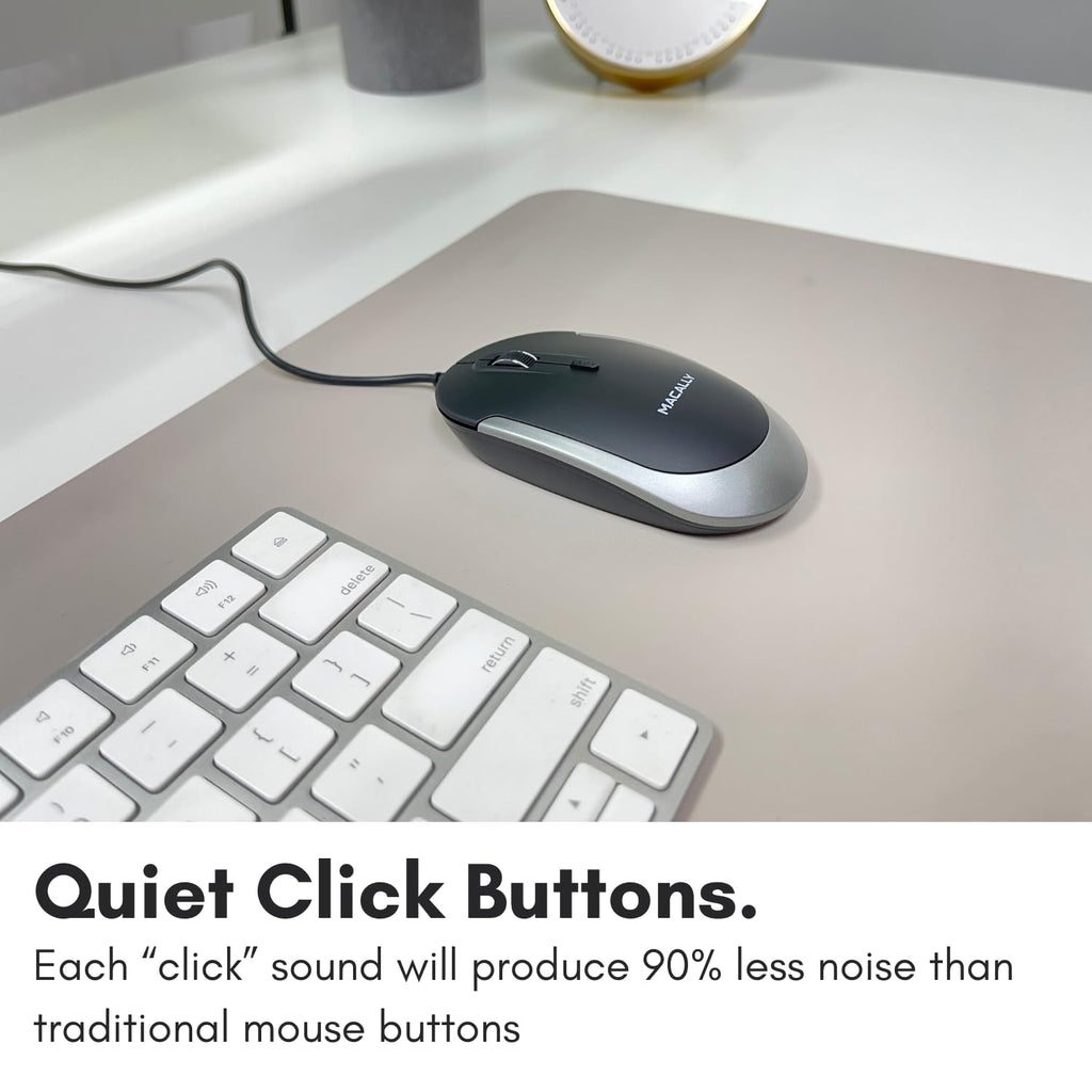 Macally Wired USB C Mouse for Mac and PC - Slim, Quiet, and Reliable - Type C Mouse for MacBook Pro/Air, iMac, Apple iPad, Laptop, Computer Desktop with 3 Button, Scroll Wheel, USBC, and 4 DPI Mode