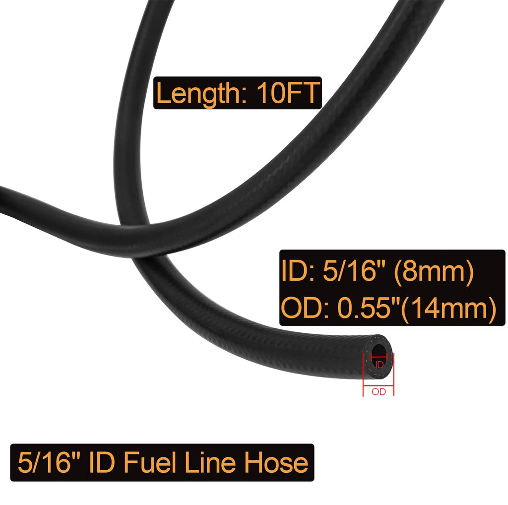 1/2" ID Fuel Line Hose SAE 30R7, 150 psi 10' Length Fuel Hose