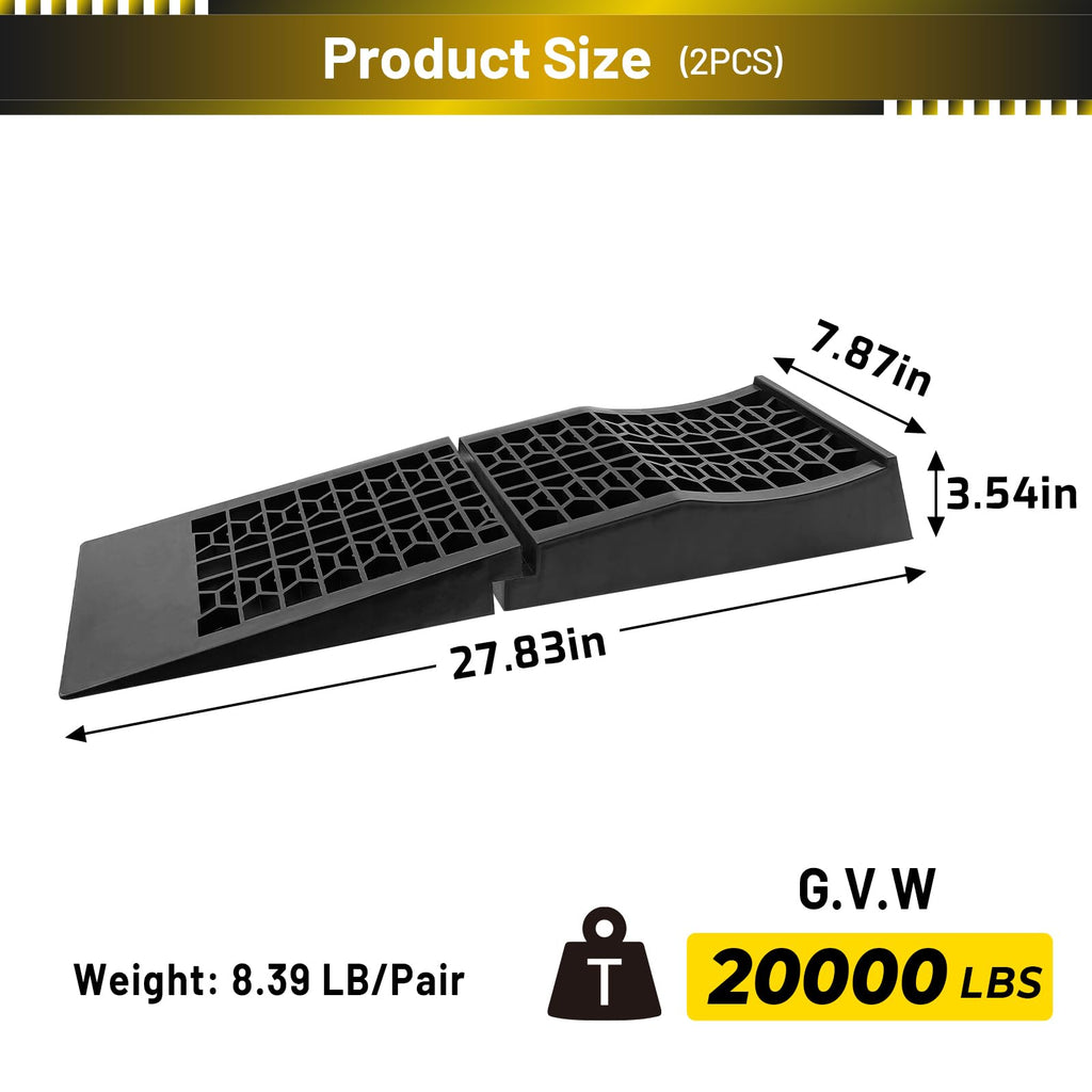 HOXWELL Detachable Low Profile Car Ramps for High Lift and Jack Support, Heavy Duty Car Ramps for Low Cars, Removable Vehicle Ramps for Garage, 15.35''-27.83'' L, 2PCS