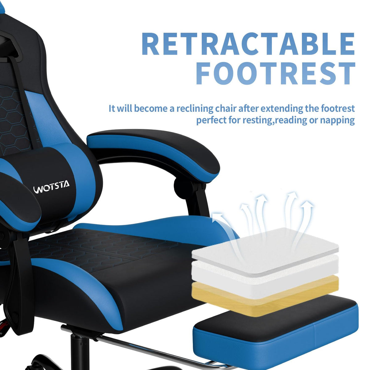 Gaming Chair with Footrest,High Back with Massage Reclining Computer Chair， Big and Tall Racing Gaming Chair Ergonomic Game Chair for Adults PVC Leather (Red)