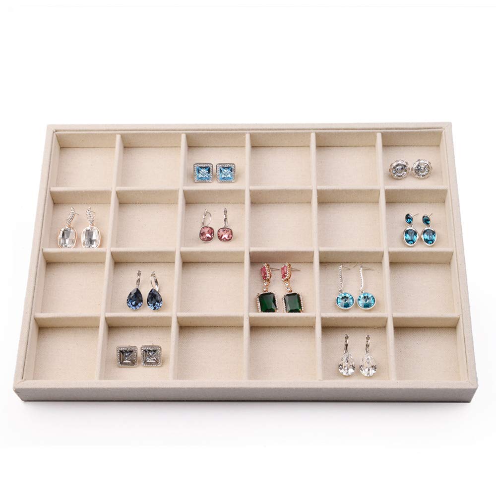 Oirlv linen Jewelry Display Trays Stackable Necklace Bracelet Ring Showcase Display Empty Plate(Pack of 1)