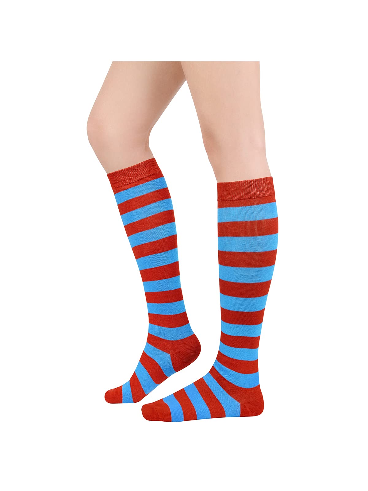 Century Star Knee High Striped Socks for Women - Long Thin Tube Sports Thigh High Socks Tall Stockings