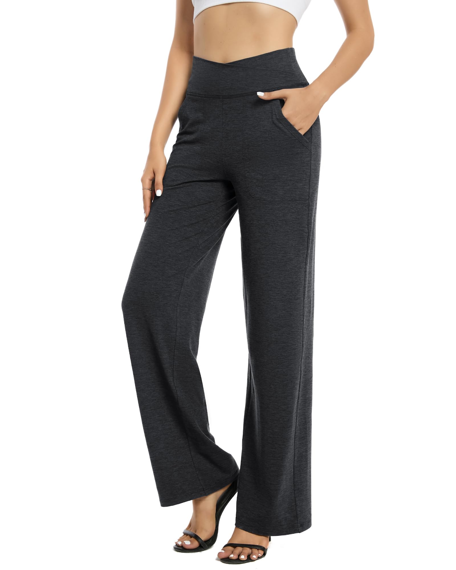 G4Free Wide Leg Pants for Women Loose Yoga Pants with Pockets Petite/Regular/Tall Stretch Casual Lounge Pants