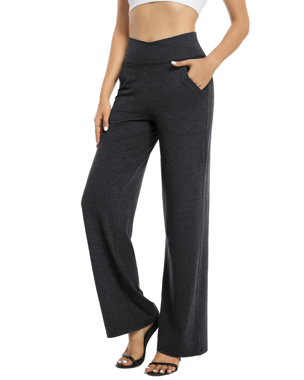 G4Free Wide Leg Pants for Women Loose Yoga Pants with Pockets Petite/Regular/Tall Stretch Casual Lounge Pants
