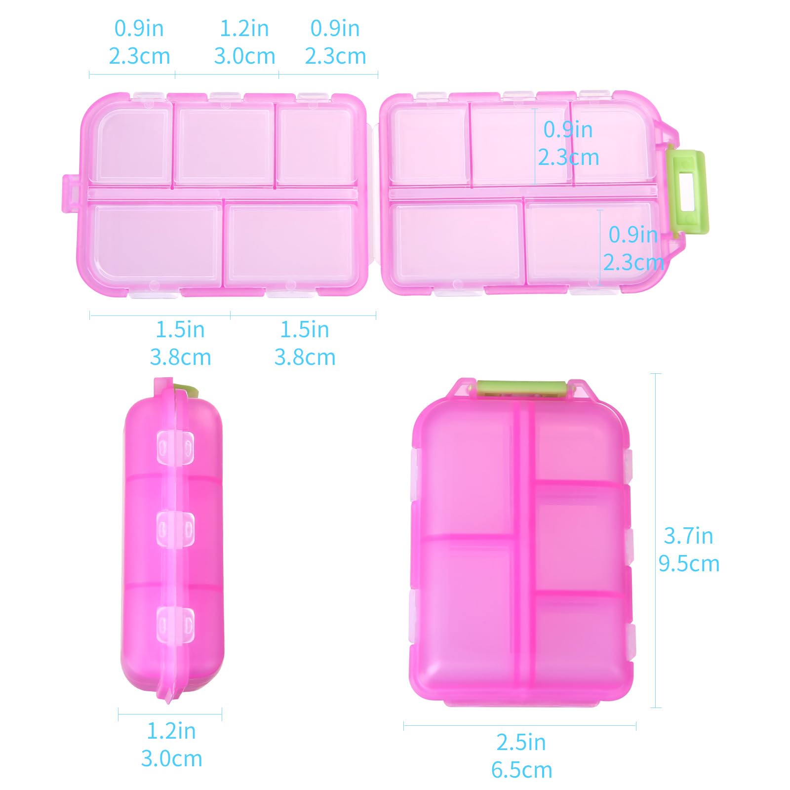 1Pack Travel Pill Organizer - 10 Compartments Pill Case, Compact and Portable Pill Box, Perfect for On-The-Go Storage, Pill Holder for Purse Blue