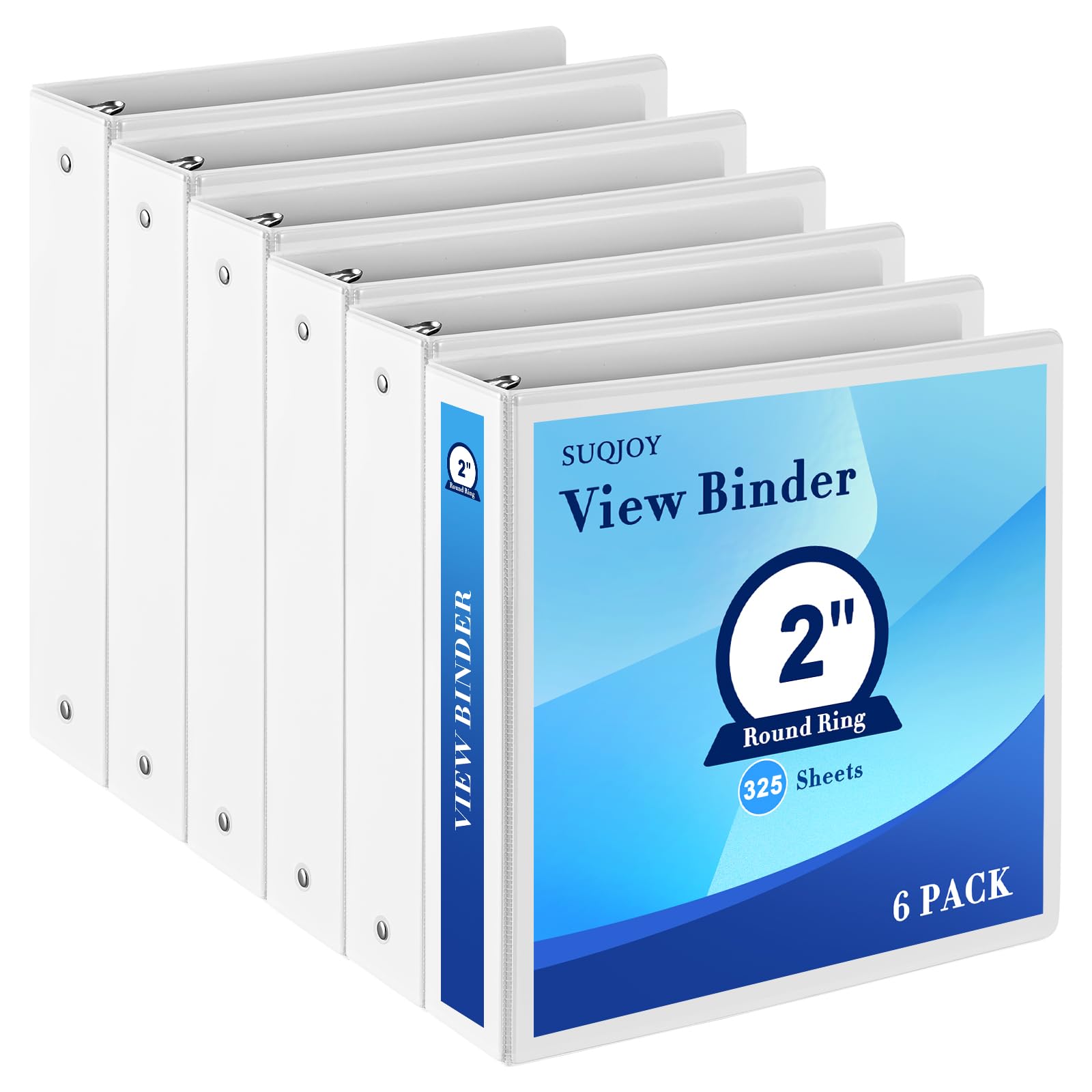 0.5 inch 3-Ring Binder, 1/2 inch Round Ring Binder with 2 Inside Pockets, Clear View Cover Binders Holds 8.5'' x 11''Paper，PVC Free, Pastel Color Binders for Office/Home/School Supply, 6 Pack