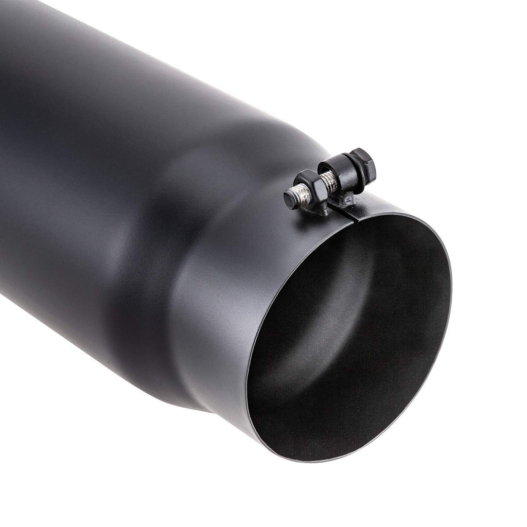LCGP 5" Inlet Exhaust Tip, 6" Outlet 15" Long Bolt On Stainless Steel Diesel Exhaust Tailpipe Black