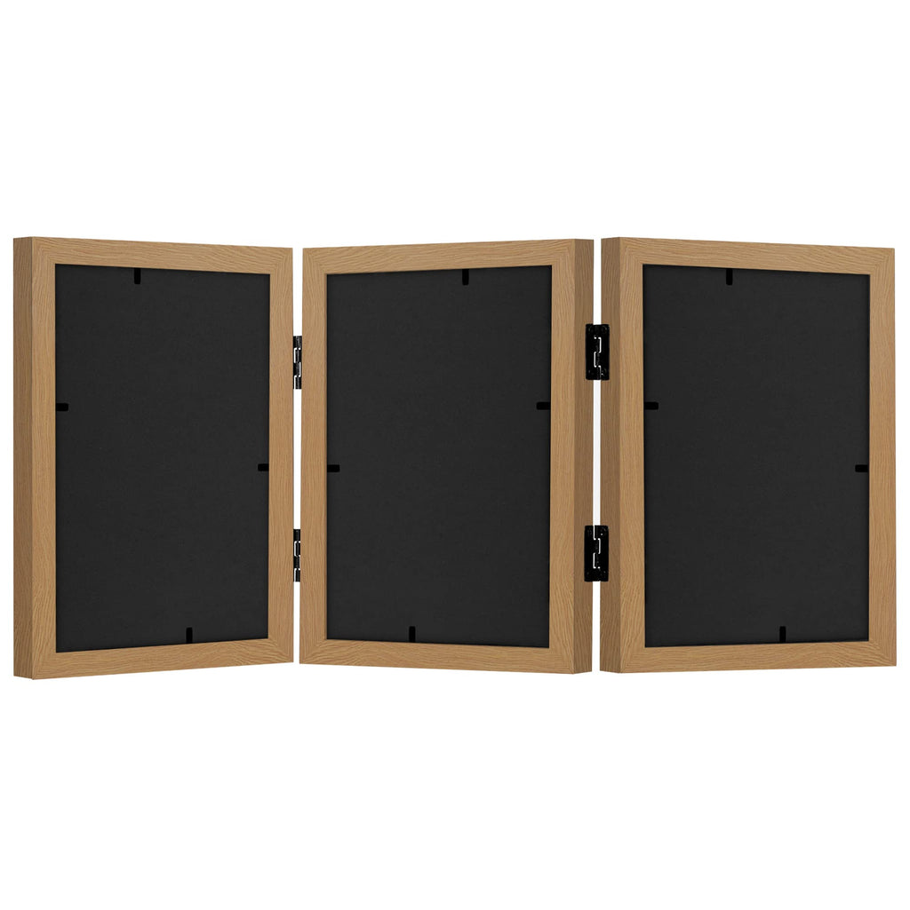Americanflat Hinged 4x6 Picture Frame with Shatter-Resistant Glass - Double Picture Frames with Engineered Wood - Signature Collection - Photo Frame for Tabletop Display - Black