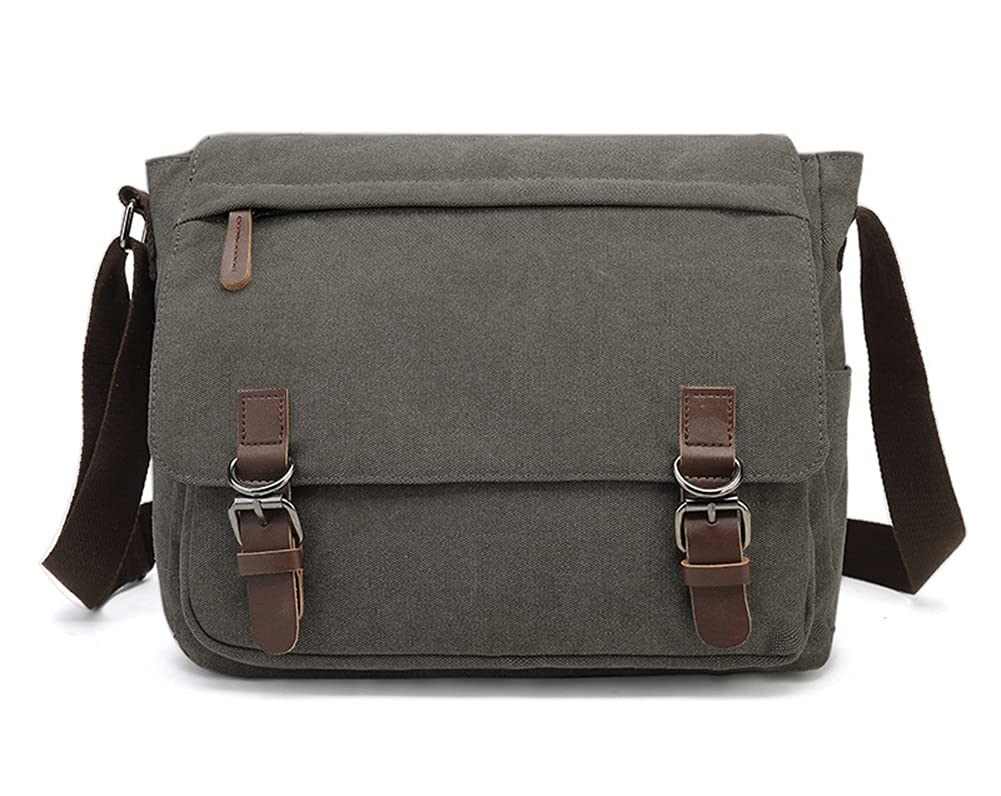 Sechunk Canvas Vintage Messenger Bag Shoulder bag Leather Large Travel Crossbody bags for men women 15inch Laptop