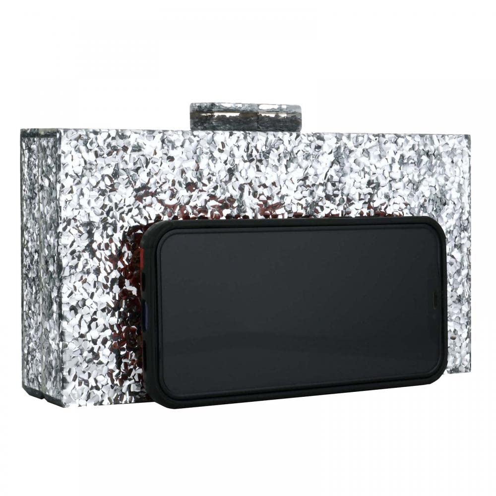 Gets Acrylic Purses and Handbags for Women Multicolor Perspex Geometric Patterns Box Clutch Banquet Evening Crossbody Handbag