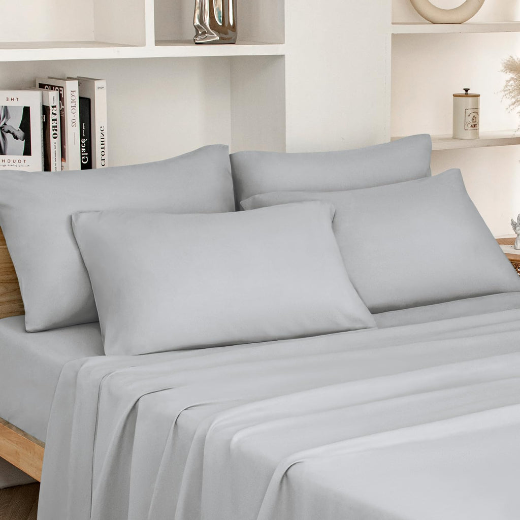 HOMEIDEAS Full Size Bed Sheets - 6 Piece Set (Aqua Blue) - Extra Soft Brushed Microfiber 1800 Bedding Sheets, Deep Pocket, Wrinkle & Fade Free