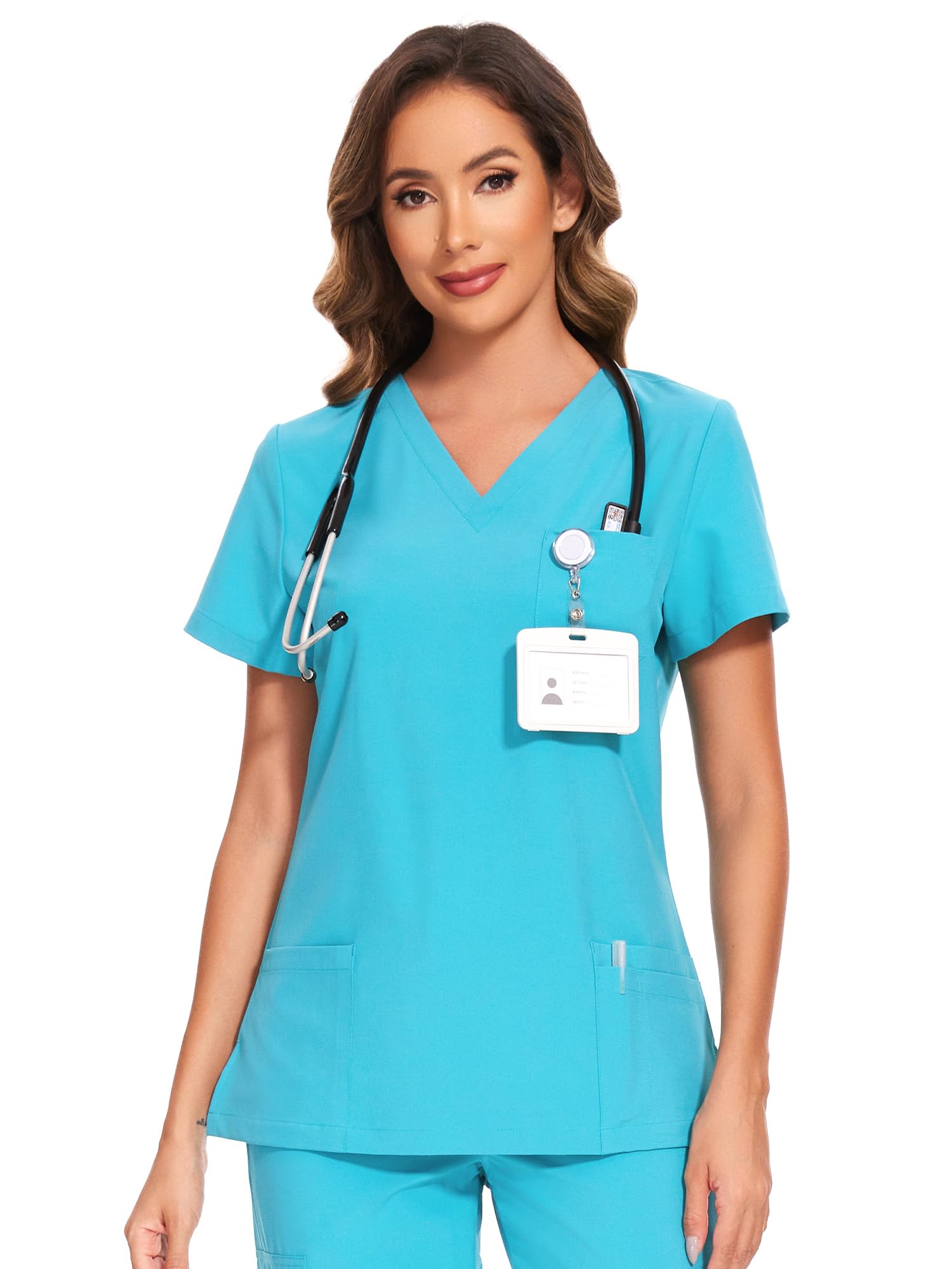 COZYFIT Scrub Tops for Woman - Soft Stretch, V-Neck Top Scrubs with 3 Pockets, Easy Care for Women