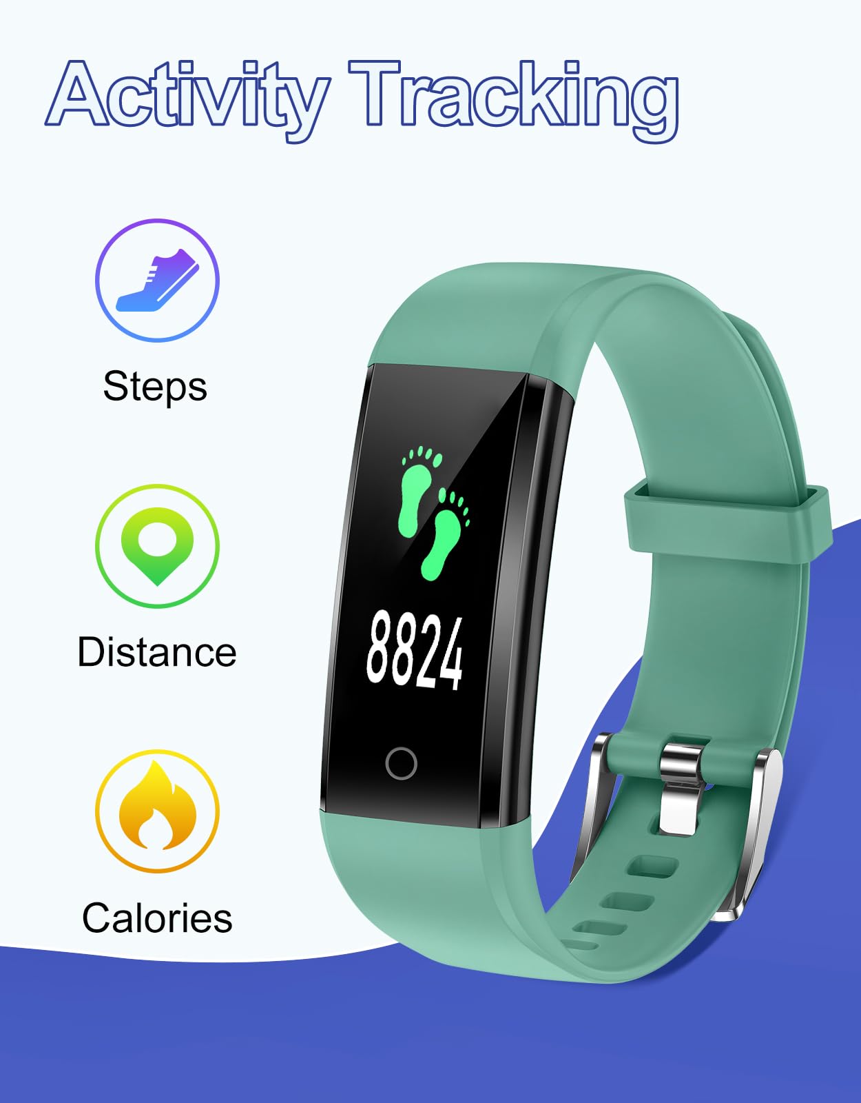 GRV Fitness Tracker Non Bluetooth Fitness Watch No App No Phone Required Waterproof Pedometer Watch with Steps Calories Counter Sleep Tracker for Men Women Parents