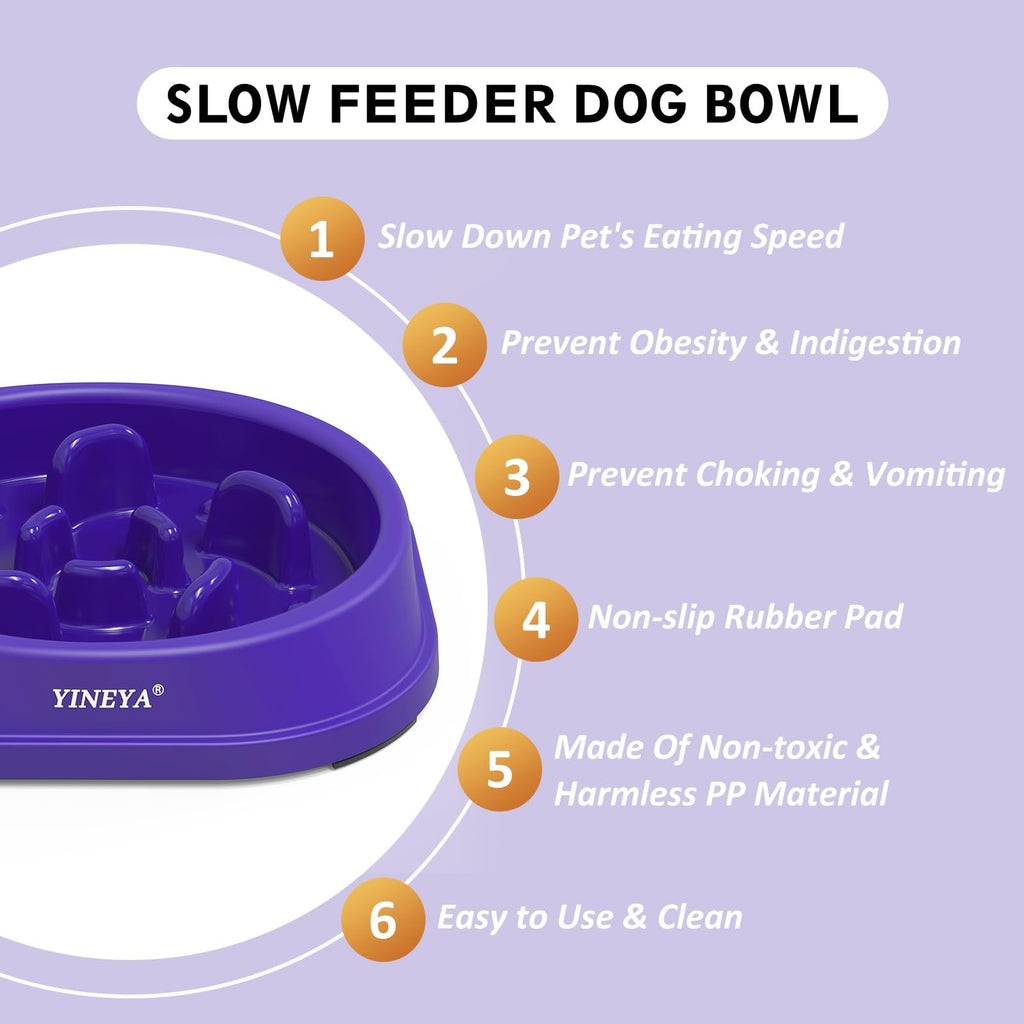 YINEYA 2PCS Anti-Choking Slow Feeder Dog Bowls Small Size Dog, Slow Feeder Cat Bowl, Supplies and Puzzle for Pet