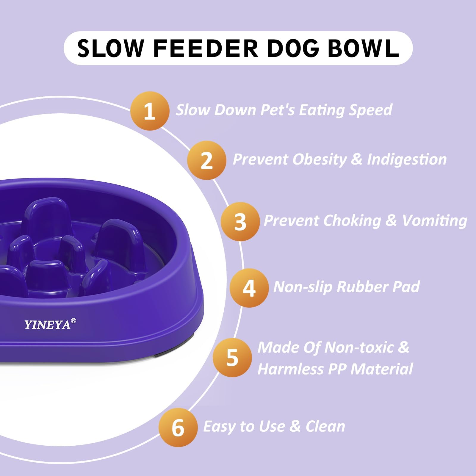 YINEYA 2PCS Anti-Choking Slow Feeder Dog Bowls Small Size Dog, Slow Feeder Cat Bowl, Supplies and Puzzle for Pet