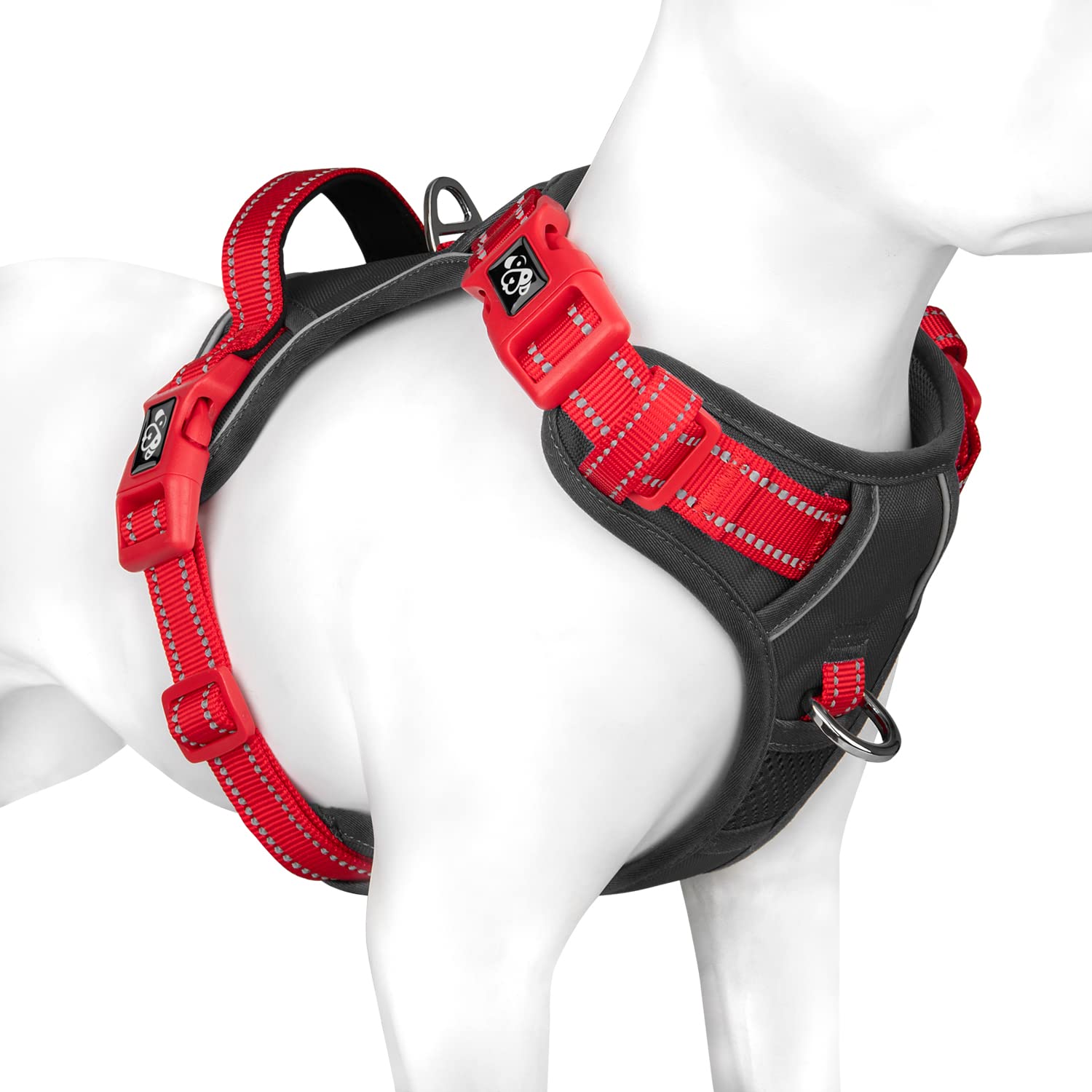 PHOEPET No Pull Dog Harness, Unique Colors Reflective Adjustable Dog Vest, with Soft Training Handle Metal Clips for Small Medium Large Dogs (Baby Blue Base & Pink Straps,S)