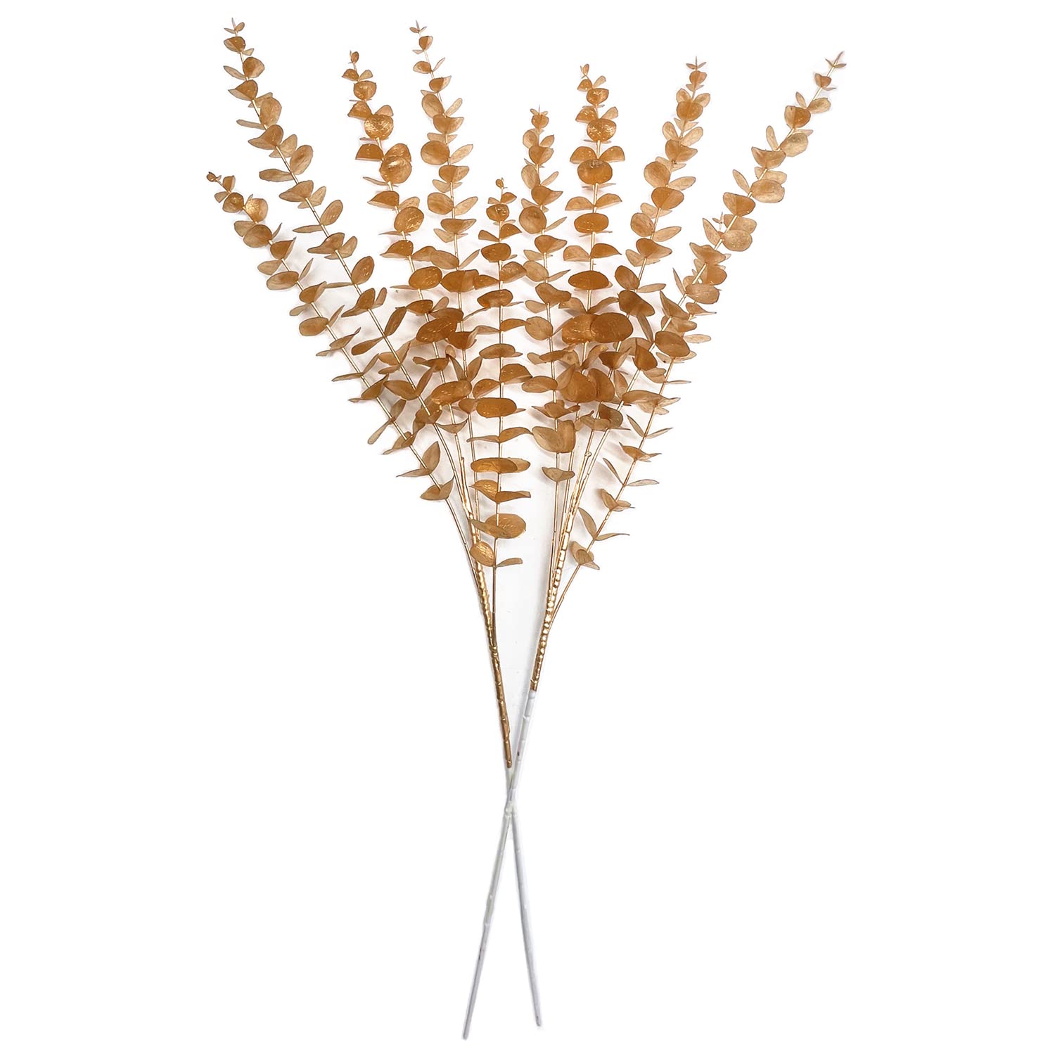 Christmas Decor Artificial Plants, PASYOU Gold Fake Antlers Plastic Grass Shrubs Leaves Indoor Outdoor Home Garden Party Hotel Verandah Wedding Event Faux DIY Decoration - 30 Inch Golden 2 Bunches