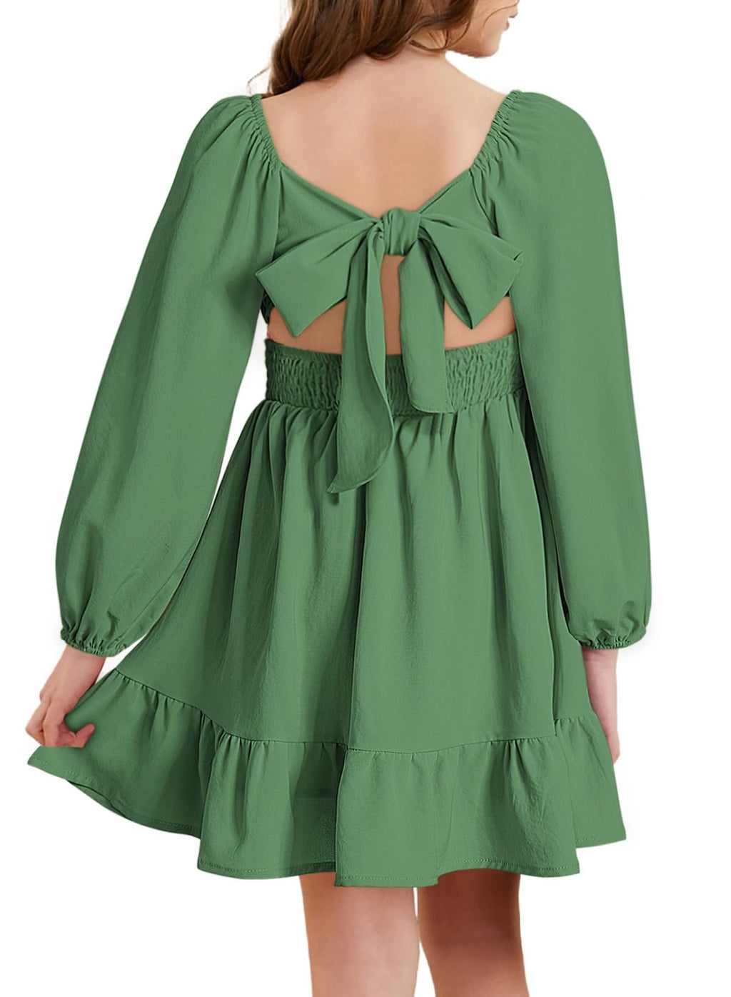 blibean Girls Fall Long Leeve Tie Back Dress Size 6-15 Years