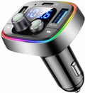LIHAN FM Transmitter for Car Bluetooth Adapter 5.4,48W PD+QC Fast Charging,Hands-Free Calling,Streams Spotify/Navigation/Music via Car Radio,Wireless Upgrade Non-Bluetooth Cars,USB-C,USB/TF,12V/24V