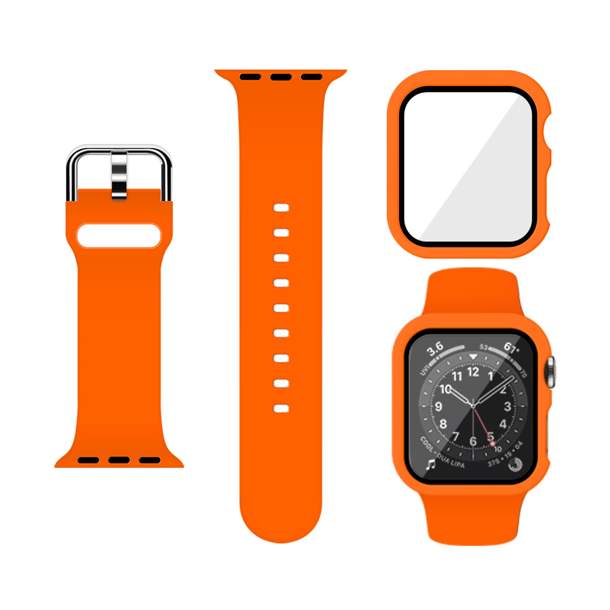 Silicone Sport Band and PC Case with Screen Protector for Apple Watch