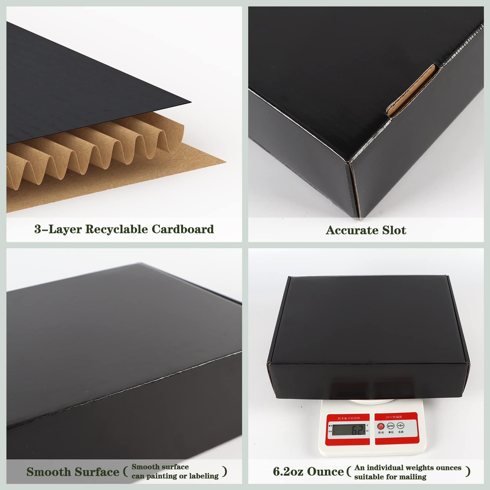 EXYGLO 40 Pack 6x4x3 Shipping Boxes, Black Corrugated Cardboard Boxes for Packaging Small Business, Moving, Shipping, Mailing, and Storing