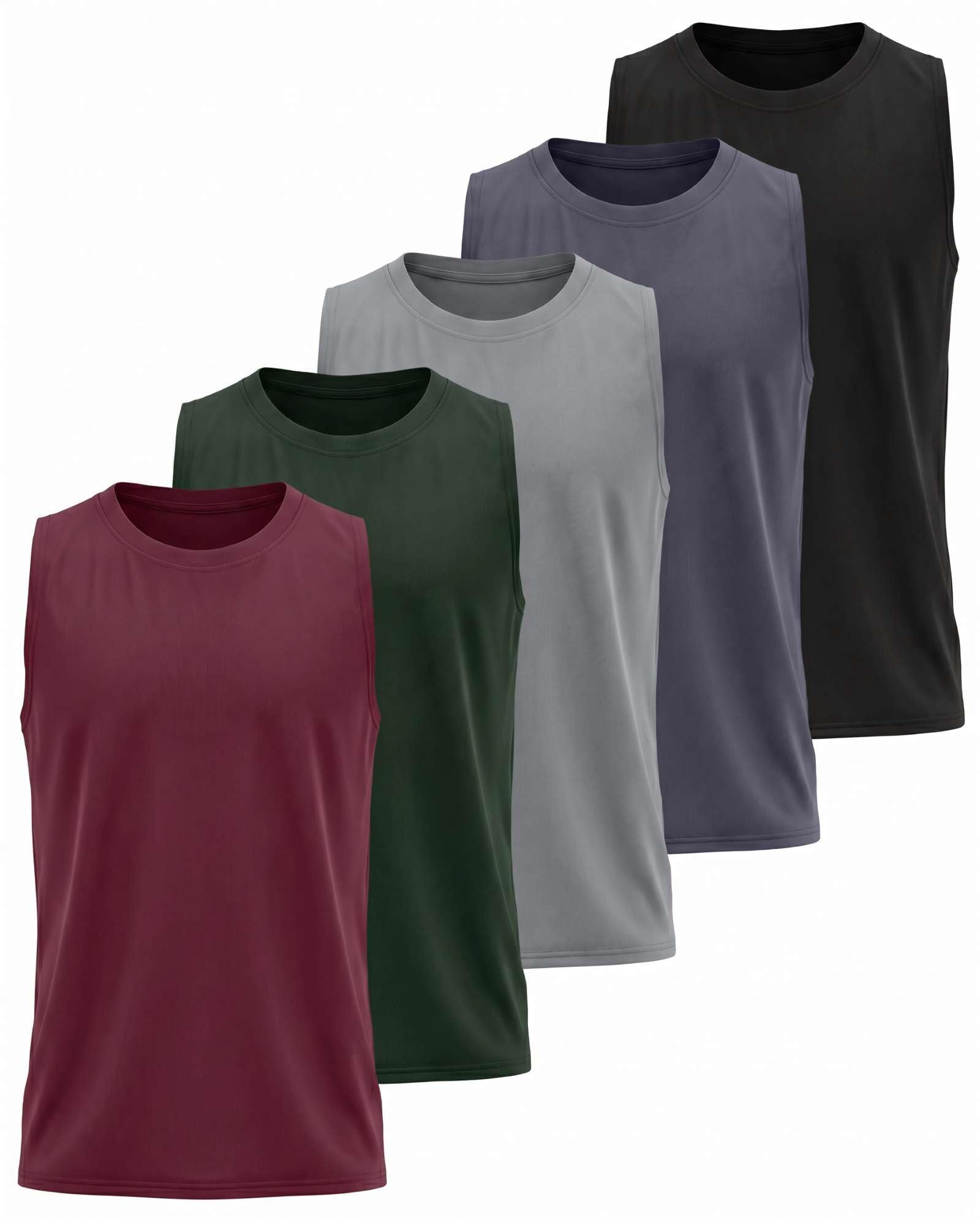 Real Essentials 5 Pack: Boys Dry-Fit Active Athletic Performance Tank Top