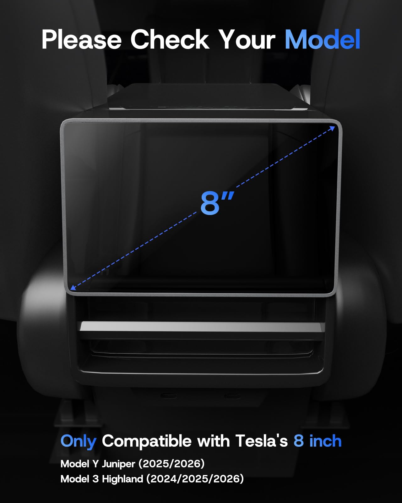 8" Rear Screen Protector for Tesla Model Y Juniper/Model 3 Highland, [HD & No-edge Gaps & 9H] Tempered Glass Screen Protector with Alignment Frame for Tesla Model 3/Y Accessories, Glossy