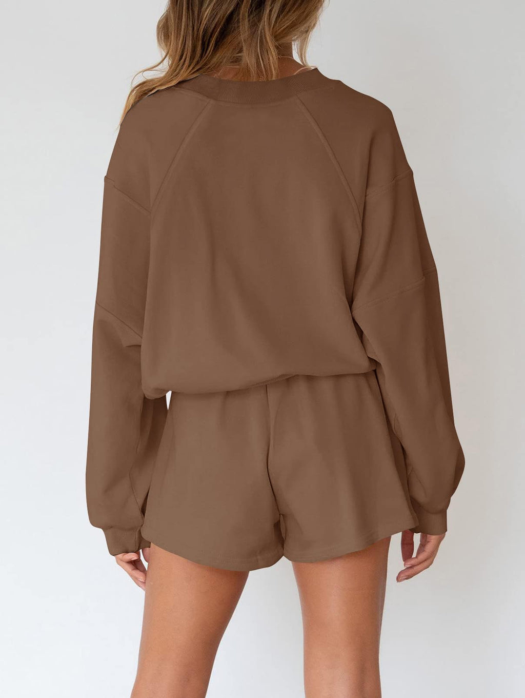 MEROKEETY 2026 Spring Lounge Sets for Women Oversized Batwing Sleeve Casual Top and Shorts 2 Piece Outfits Sweat Set