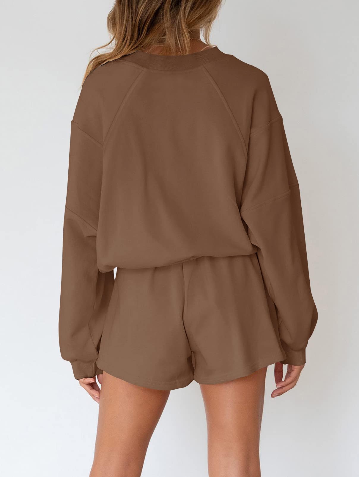 MEROKEETY 2026 Spring Lounge Sets for Women Oversized Batwing Sleeve Casual Top and Shorts 2 Piece Outfits Sweat Set